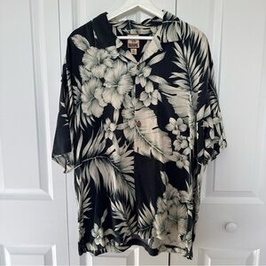 Tommy Bhama Vintage 100% Silk Hawaiian Button Up Mens Shirt Floral Vintage